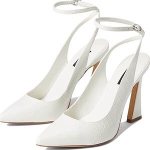 Nine West White Textured Heels